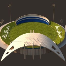 abu dhabi Stadion Architektur Kricket Sport architektonisch Boden Schläger Ball Arena abspielen Bereich Fußball Tonhöhe 3d print model - Mito3D