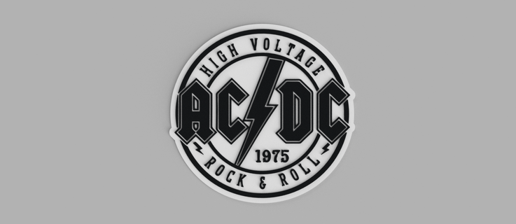 ac dc - high voltage rock & roll logo wall chart 3d print model - Mito3D