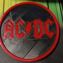 ac dc coaster acdc logo drink kitchen_dining 3d print model - Mito3D