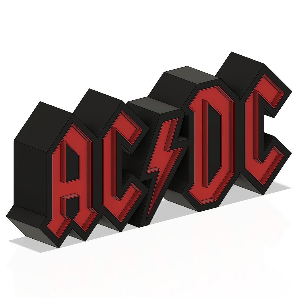 ac dc logotipo 3D print model - Mito3D