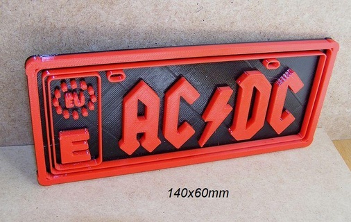 ac dc mini license plate hard rock music group 3d print model - Mito3D