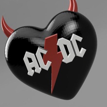 acdc logo de cœur des cornes art la musique corne 3d print model - Mito3D