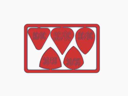 acdc seçim kartı gitar bas elektrik akustik toplamak enstrüman müzik Kaya klasik kart cüzdan Ayarlamak Toplamak logo grup 3d print model - Mito3D