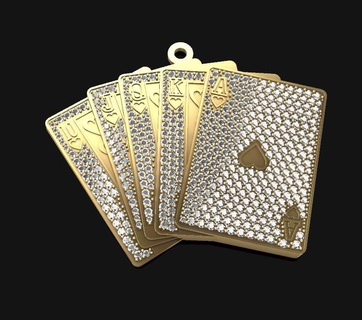 ace hearts cards 3d model letters game poker said gold 18k 3d print model - Mito3D
