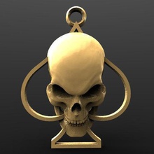 as de pique bijoux ace piques le crâne la mode art pendentif un trousseau clés 3d print model - Mito3D