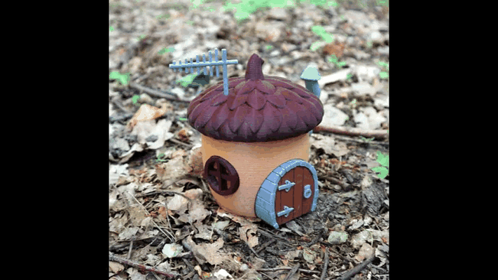 acorn fairy house fairytale cartoon toon caravan carrot chimney antenna cute style 3d print model - Mito3D