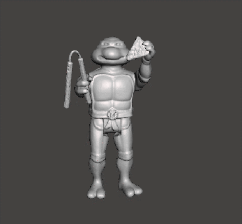 azione figura ninja tartarughe mutanti michelangelo stile kenner 375 posabile articolato stl obj 3d print model - Mito3D