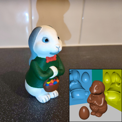 adam's easter bunny chocolate mold art animal figure statue sculpture figurine toy 2020 model printer printed printing print 3d egg mini rabbit adams adam 3D print model - Mito3D