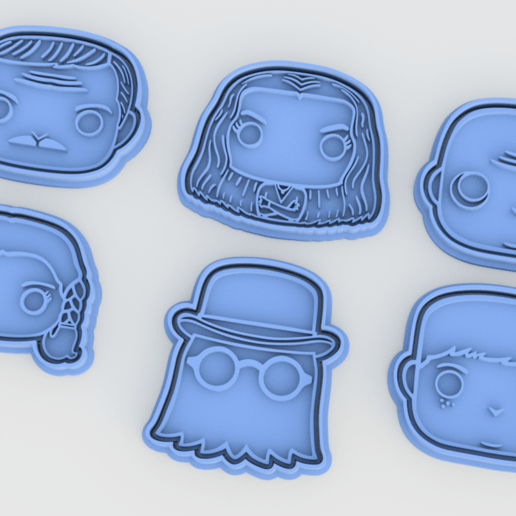 addams family cookie cutter set 6 home cutters cithen cook cookies stamp spooky ooky pugsley cousin itt wednesday uncle fester morticia gomez cartoon film movie 3D print model - Mito3D