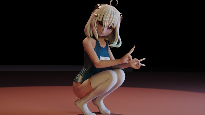 admirar asentir traje baño arte figura niña anime juego garaje equipo manga figurilla 3d print model - Mito3D