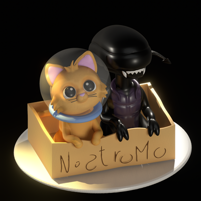 adopt me alien jonesy art xenomoprh adorable pet cute box cat 3d print model - Mito3D