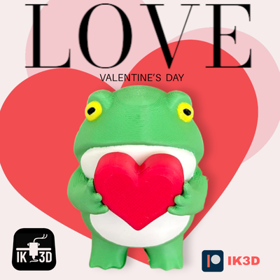 adorable frog holding a heart 3mf included no supports cute valentine's gift valentines day ideas woman gifts animal love lover girlfriend animals sculpture middle finger 3d print model - Mito3D