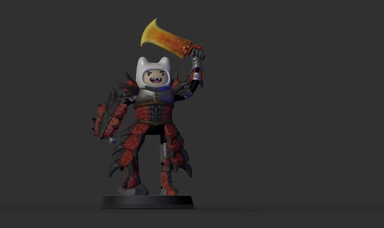 adventure time x monster hunter - finn hunter 3d fanart Game adventure time adventure time finn the human finn monster hunter monster hunter rathalos sword and shield djinn crossover at mh tabletop figure boardgame proxy  3d print model - Mito3D