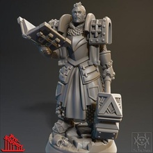 adventurer - male cleric game dungeons man party roleplay rpg warhammer warrior miniature priest hammer bible dungeonsanddragons tabletop d&d maul codex ageofsigmar 3d print model - Mito3D