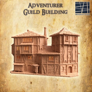 adventurer guild 28 mm tabletop terrain Architecture rpg dnd house medieval supportfree old stone tavern structure inn interior modular 28mm 25mm 15mm wargame 3d print model - Mito3D