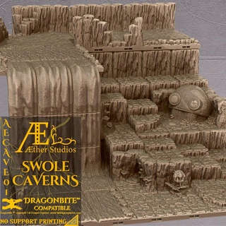 aecave01 swole cavernes éther studios minis donjons dragons fantaisie table rpg soutenir accessoires ruines caverne 3d print model - Mito3D