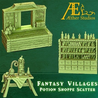 aefant17 potion shoppe scatter aether studios minis dungeons dragons fantasy d&d dwarven dwarf table top rpg prop props 3d print model - Mito3D