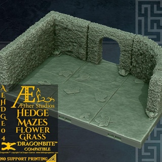 aehdge04 - flower grass aether studios minis ttrpg aach'yn dungeons dragons fantasy d&d table top rpg prop props ruins half size hedge hedges maze hedgemaze 3d print model - Mito3D