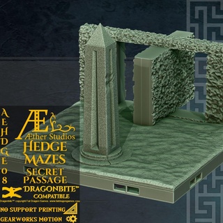 aehdge08 - secret passage aether studios minis dungeons dragons fantasy d&d table top rpg prop props ruins hedge maze led hedges 3d print model - Mito3D