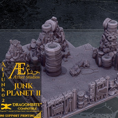 aejunk02 déchet planète 2 jeu espace terrain ordures dnd âge éther poubelle terre friche junkyard 3d print model - Mito3D