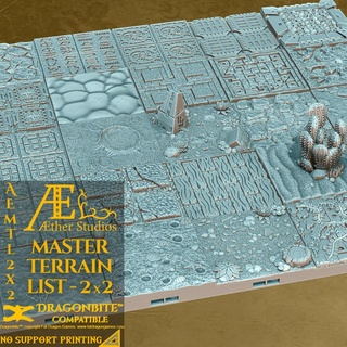 aemtl2x2 - master terrain list 2x2 tiles Game aether studios minis ttrpg aach'yn dungeons and dragons fantasy d&d table top rpg prop props ruins roads cobblestone sewers 3d print model - Mito3D