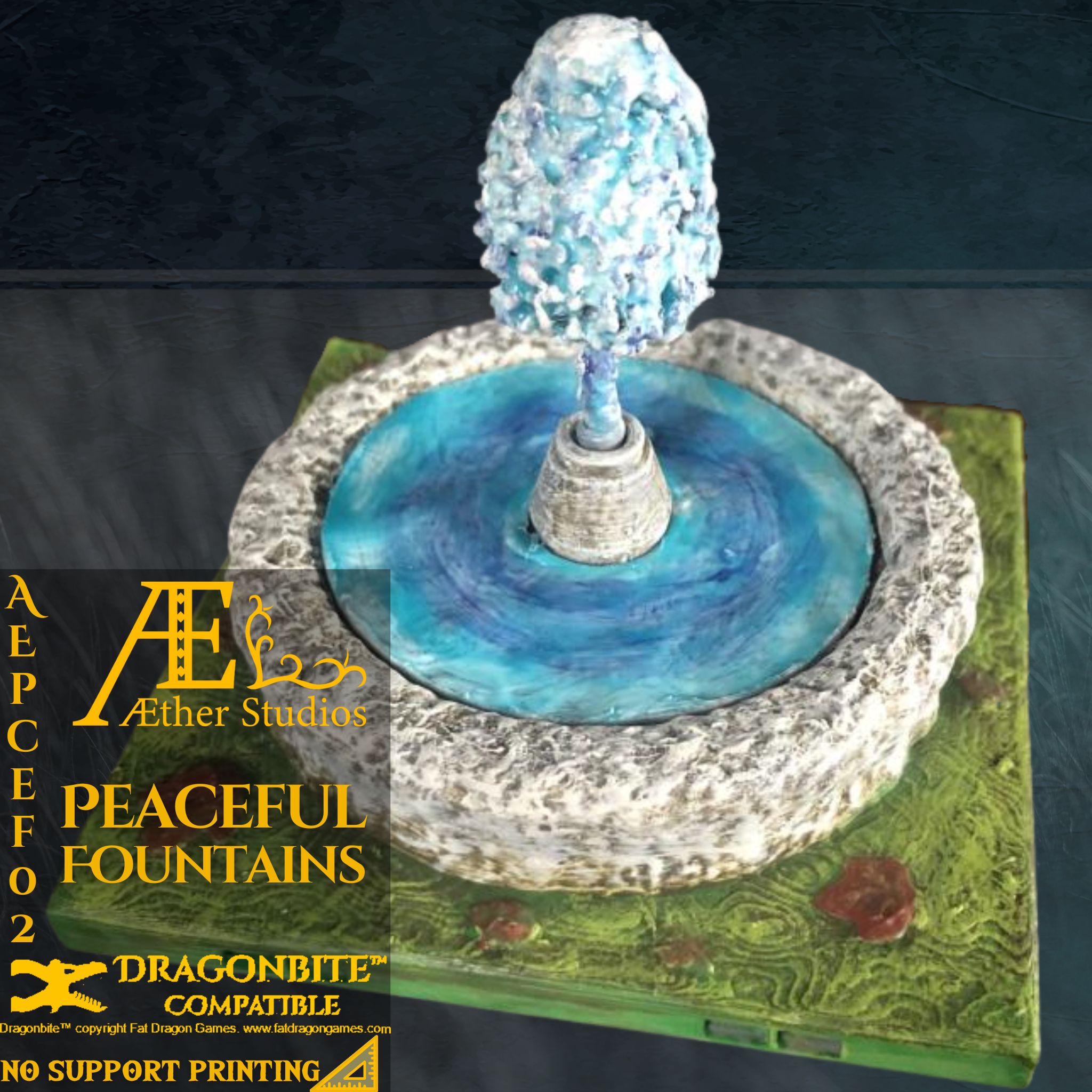 aepcef02 pacífico fontes éter estúdios minis ttrpg masmorras dragões fantasia d tabela topo rpg suporte adereços ruínas estradas água fonte 3D print model - Mito3D