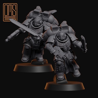 aerial knights squad pre-supported 32mm 28mm wargame boardgame miniature jetpack flying war bits upgrade knightly assault unit 3d print model - Mito3D