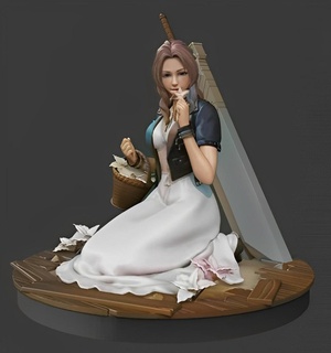 Aerith bereit 3d Drucken Statue Anime Frauen Dame Charakter 3dprint sammelbar 3d print model - Mito3D