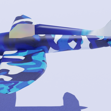 uçak oyun mavi chamaflage poly düşük blender 3d print model - Mito3D
