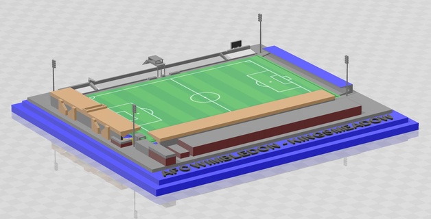 afc Wimbledon kingsmeadow stade stadion estadio arène football foorball futebol Angleterre ligue 2 enfile charrue ane 3d print model - Mito3D