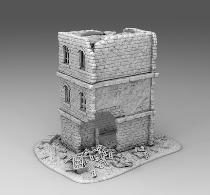 afghan architecture - damaged building 3 afghanistan house train model middle ages castle medieval interior exterior 40 fence bed chair chest street lamp signpost fireplace 3d print model - Mito3D