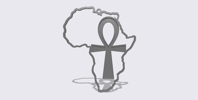 África mapa esboço ankh pingente egípcio símbolo Cruz vida 3d print model - Mito3D
