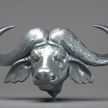 afrikanischer Büffel head01 Kunst designs - Spielzeug Fisch drucken 3d Skulptur Tier 3d print model - Mito3D