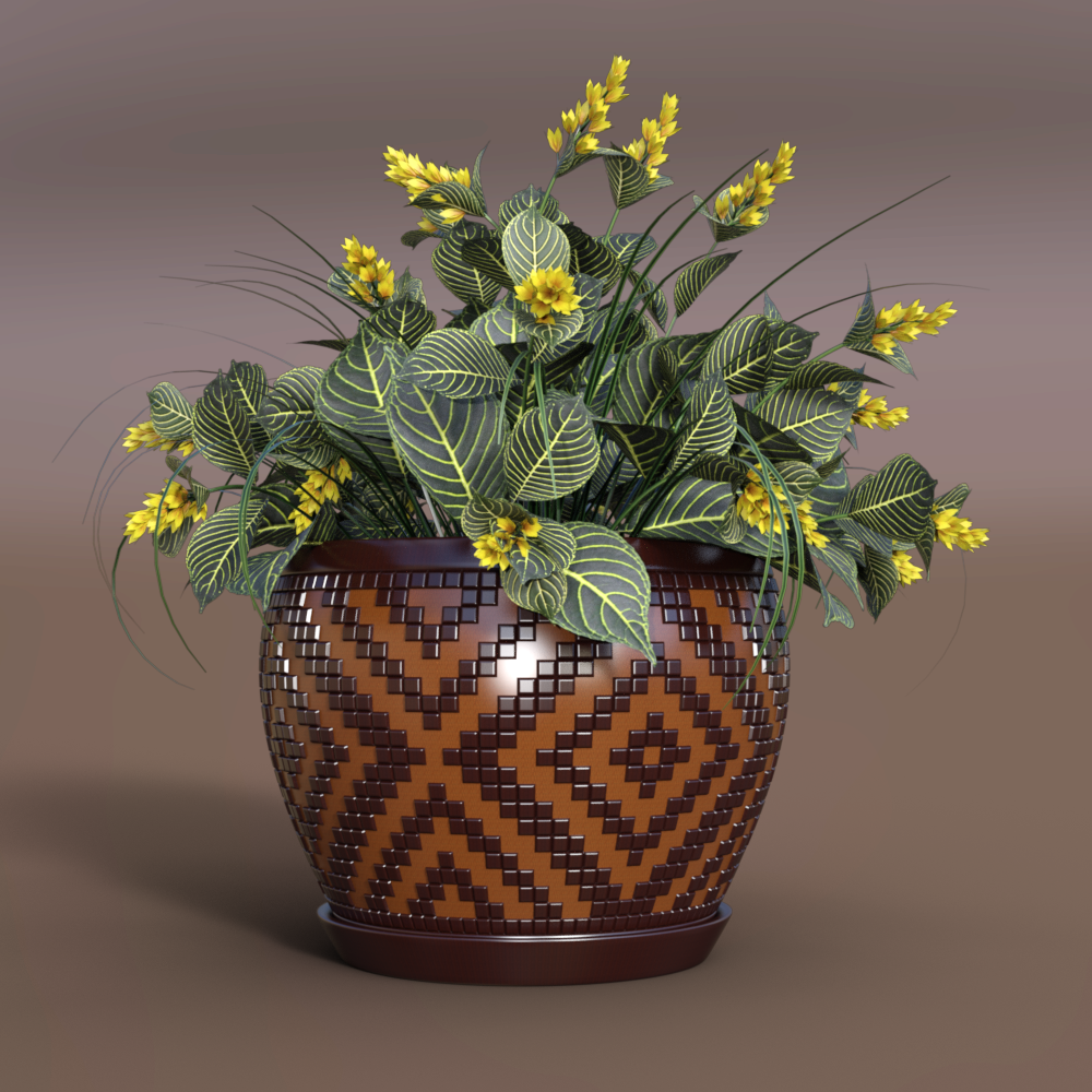 africain géométrique pixel plante pot planteursxcults fleur vase planteur 3D print model - Mito3D