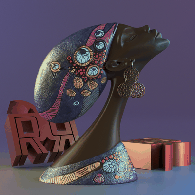 africano menina escultura decoração arte fofa moderno égua stl amar casa mínimo 3d print model - Mito3D