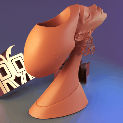 africano menina escultura vaso casa fofa plantador arte moderno égua stl amar decoração mínimo 3d print model - Mito3D