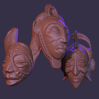africano mascarar ímãs coleção máscaras tribal 3d print model - Mito3D