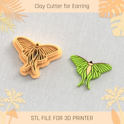 african moth summer clay cutter tools earring turtle beach shell 3d print model - Mito3D