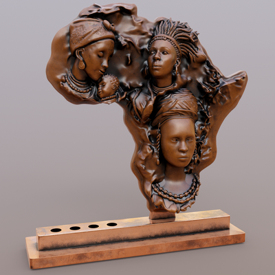 africano lápiz soporte + pequeña imagen grande arte mujer áfrica lapiz lapicero rasta cuadro 3d print model - Mito3D