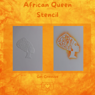africain reine pochoir aérographe cor modèle peinture art Contexte scrapbooking fabrication cartes Afrique belle femme grâce 3d print model - Mito3D