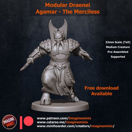 agamar Jeu 32mm dnd dnd5e miniature draenei éclaireur rpg table cravate ttrpg warcraft sensationnel jouet 3D print model - Mito3D