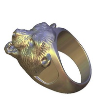 agressive ours en face de l'anneau bijoux 3d print model - Mito3D