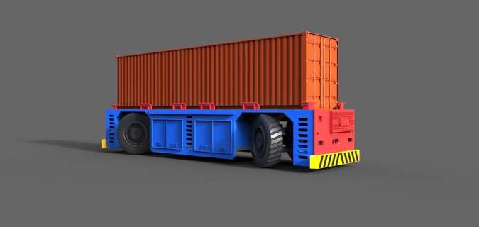 agv 1 50 container transporter ship model diorama port facility 3d print model - Mito3D