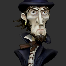 ahab capitaine Moby queue buste art caricature 3d print model - Mito3D