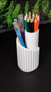 ai-designed spiral aesthetic pencil & toothbrush holder - container modern ai design designed artificial intelligence 3d print model - Mito3D