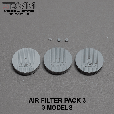 air filter pack 3 in 1 24 scale carburetor carb quadrijet 4bbl car intake 25 ford filtro cleaner 351 390 427 3d print model - Mito3D