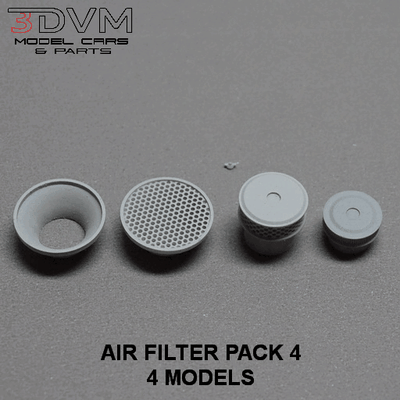 aire filtrar paquete 4 in 1 24 escala carburador carbohidratos cuadrijet 4bbl coche vehiculo consumo 25 vado limpiador filtro 3d print model - Mito3D