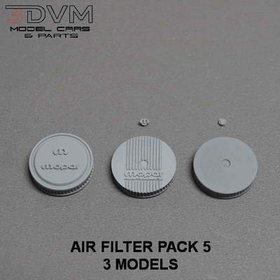 aire filtrar paquete 5 in 1 24 escala carburador carbohidratos cuadrijet 4bbl coche vehiculo consumo 25 vado limpiador filtro 3d print model - Mito3D