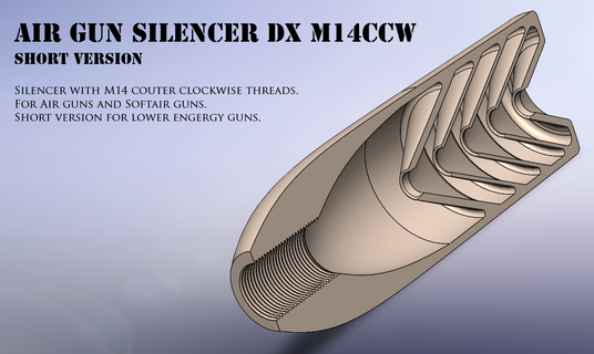 air gun silencer dx m14ccw airsoft pellet softair supressor sport activities physical activites outdoor 3d print model - Mito3D