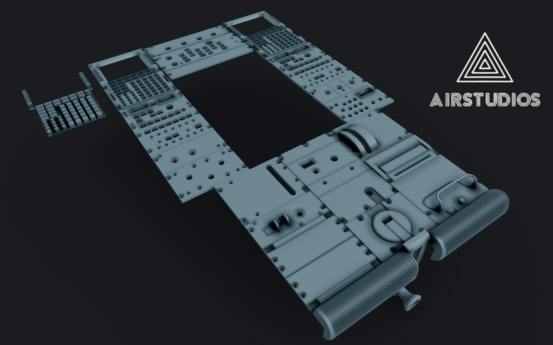 Airbus a320 central piédestal panneaux 3d impression cockpit 3D print model - Mito3D
